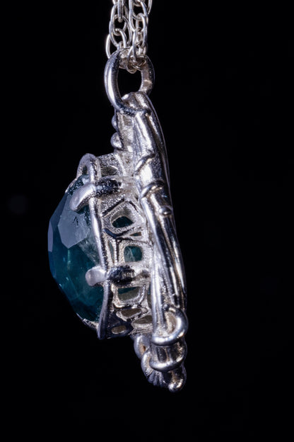 Hand Cut Montana Sapphire Sterling Silver Pendant - Dreamcatcher Necklace item 1009 blue sapphire, sapphire pendant, silver pendant, sterling silver, artisan necklace, statement pendant, one of a kind, sculptural jewelry, nature inspired, blue gemstone, fantasy jewelry, handmade pendant, organic jewelry
