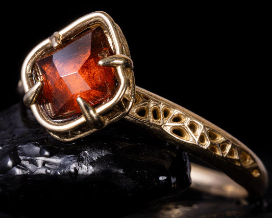 Natural Red Spinel Ring in 14K Yellow Gold, One of a Kind Organic Gemstone Ring 