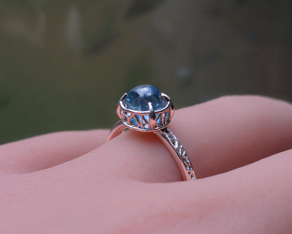 Hand Cut Montana Sapphire Ring in Sterling Silver 