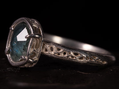 Hand Cut Montana Sapphire Ring | Teal Green Sapphire in Sterling Silver | One of a Kind 