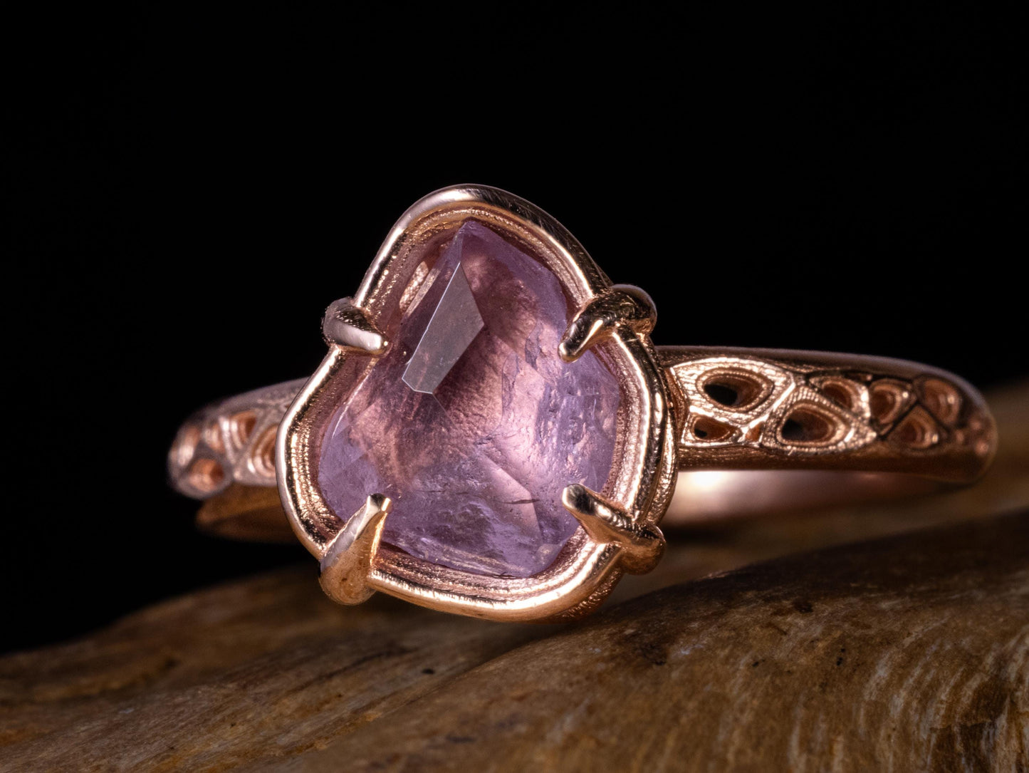 Natural Pink Spinel Ring in 10K Rose Gold, One of a Kind Organic Gemstone Ring, Size 7.25 