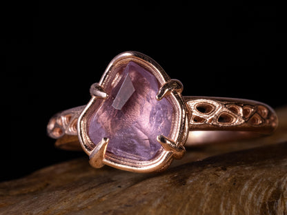 Natural Pink Spinel Ring in 10K Rose Gold, One of a Kind Organic Gemstone Ring, Size 7.25 