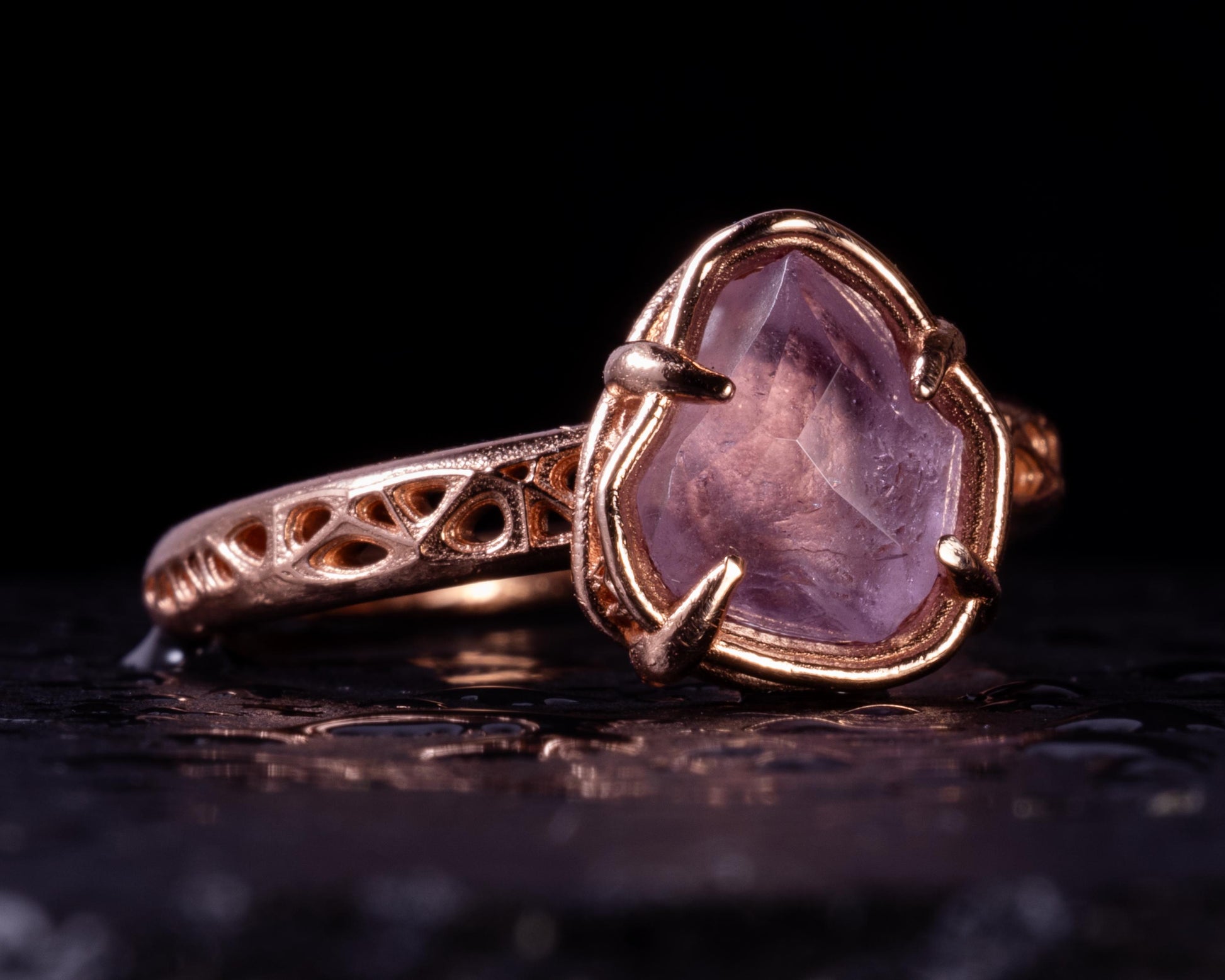 Natural Pink Spinel Ring in 10K Rose Gold, One of a Kind Organic Gemstone Ring, Size 7.25 