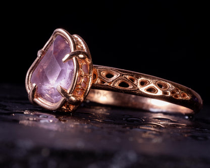 Natural Pink Spinel Ring in 10K Rose Gold, One of a Kind Organic Gemstone Ring, Size 7.25 