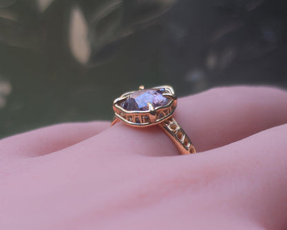 Natural Lavender Spinel Ring in 14K Gold, One of a Kind Organic Gemstone Ring 