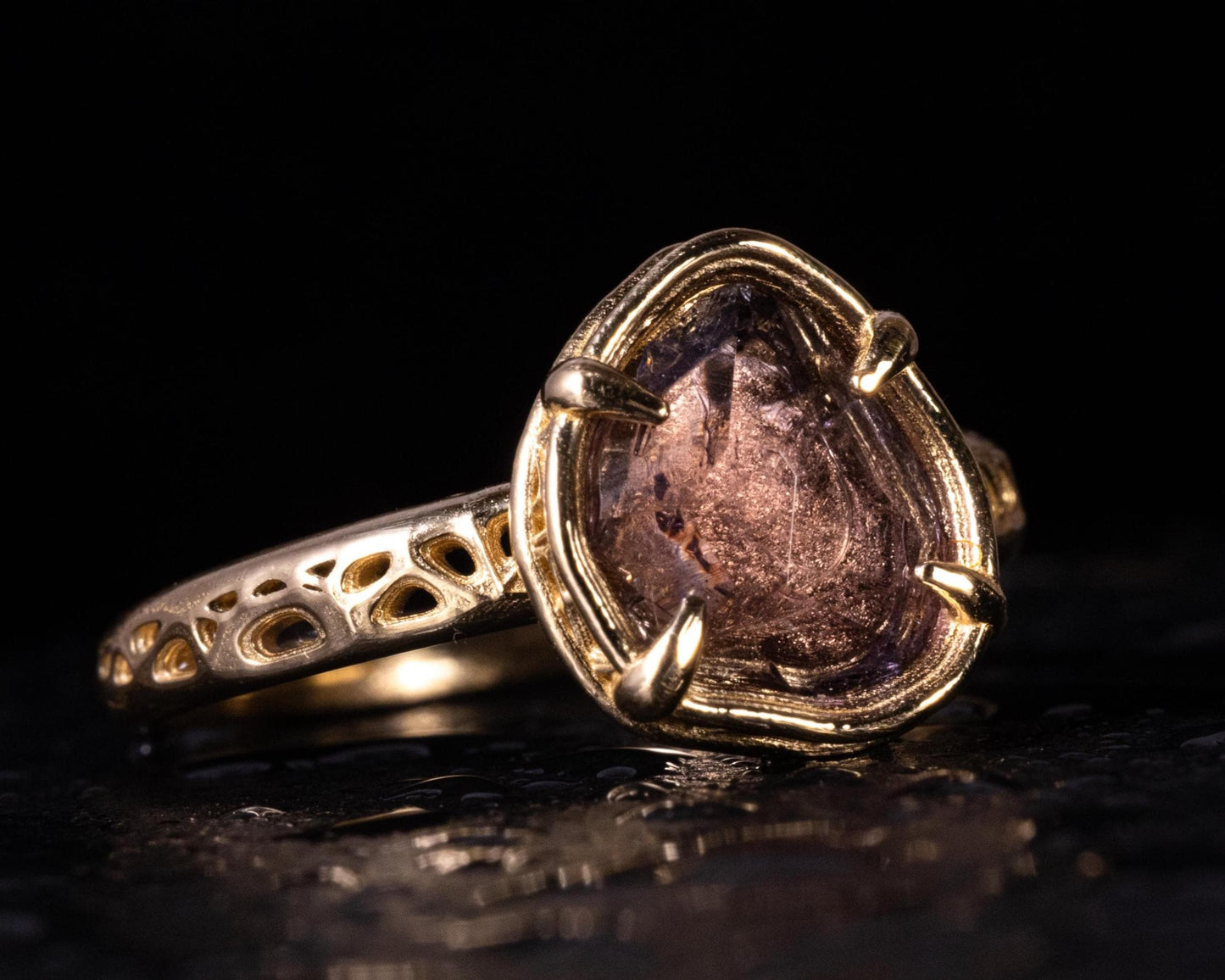 Natural Lavender Spinel Ring in 14K Gold, One of a Kind Organic Gemstone Ring 