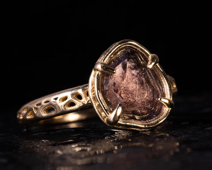 Natural Lavender Spinel Ring in 14K Gold, One of a Kind Organic Gemstone Ring 
