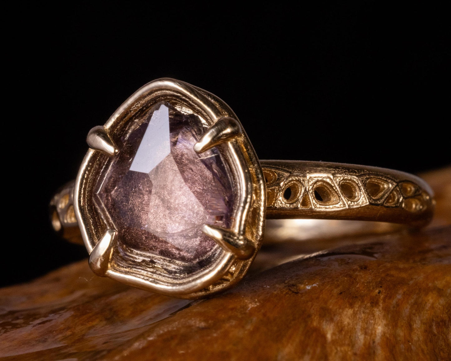 Natural Lavender Spinel Ring in 14K Gold, One of a Kind Organic Gemstone Ring 