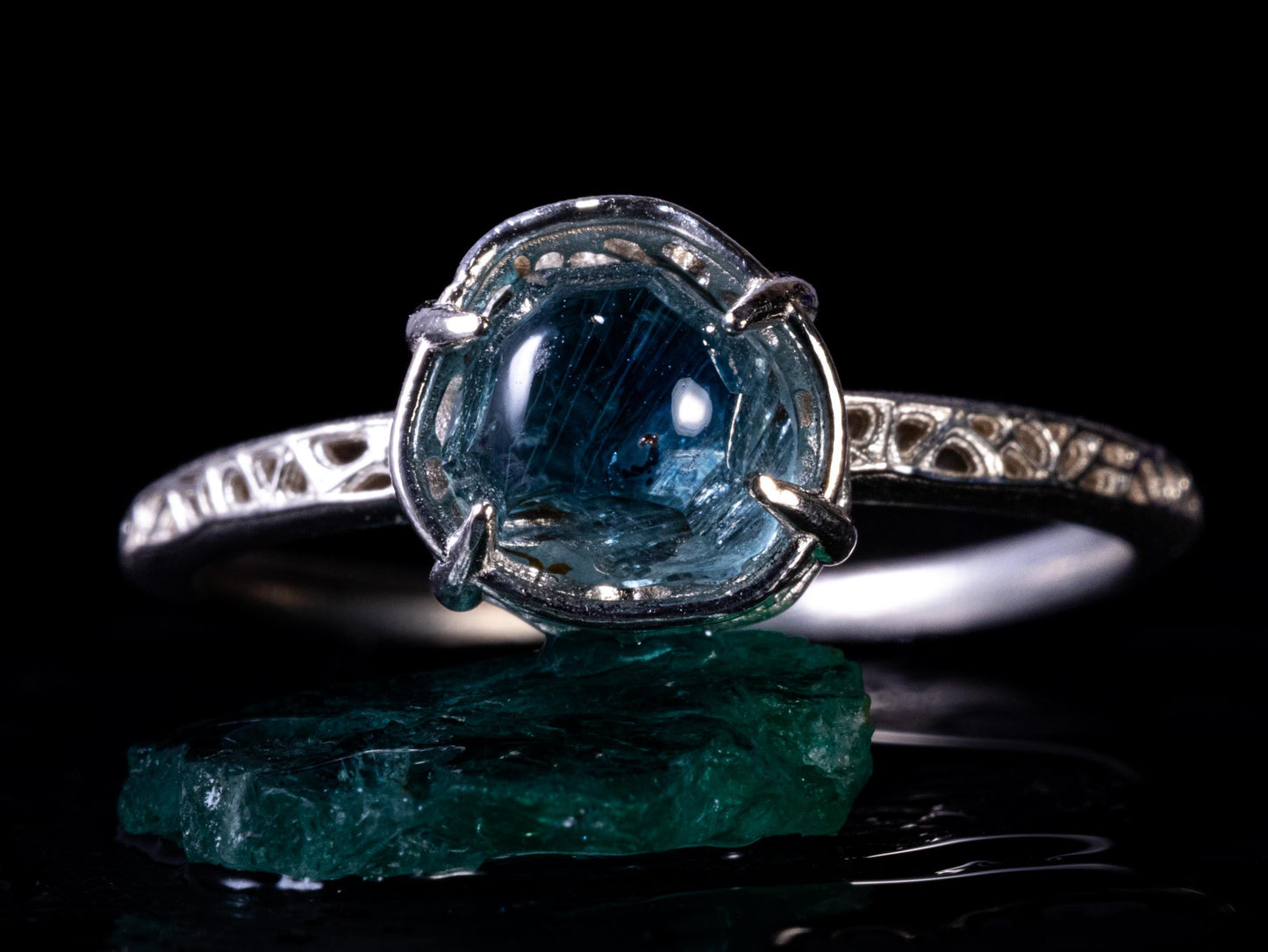 Hand Cut Montana Sapphire Ring in Sterling Silver 