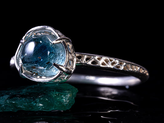 Hand Cut Montana Sapphire Ring in Sterling Silver 