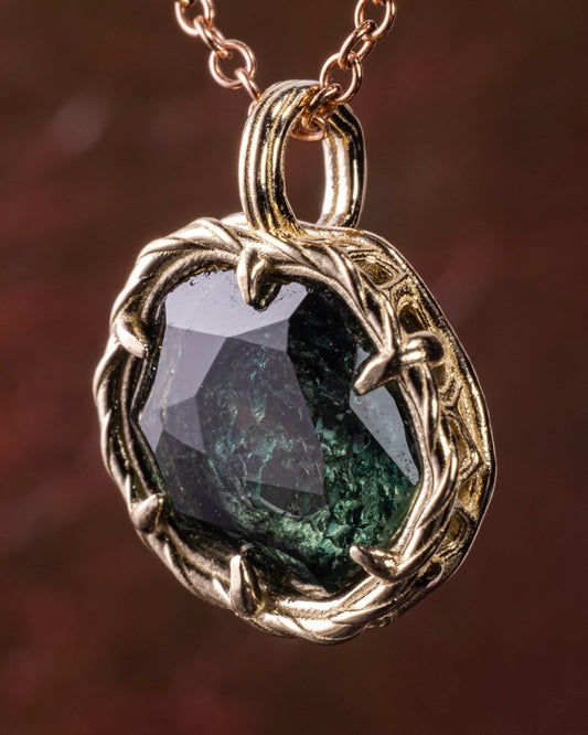 Hand Cut Montana Sapphire Pendant in 10k Yellow Gold, Organic Sapphire Necklace, One of a Kind Nature Inspired Fine Jewelry 