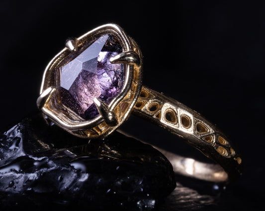 Natural Lavender Spinel Ring in 14K Gold, One of a Kind Organic Gemstone Ring 
