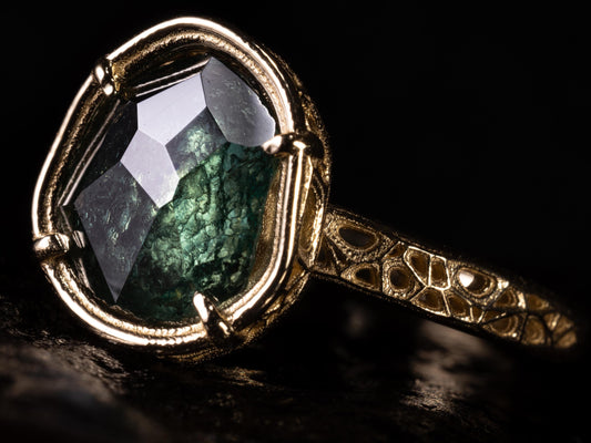 Forest Green Montana Sapphire Ring in 14k Gold 