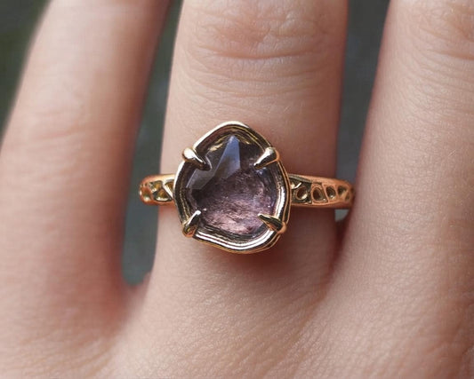 Natural Lavender Spinel Ring in 14K Gold, One of a Kind Organic Gemstone Ring 
