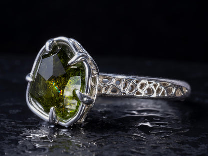 Green Tourmaline Ring in Sterling Silver 