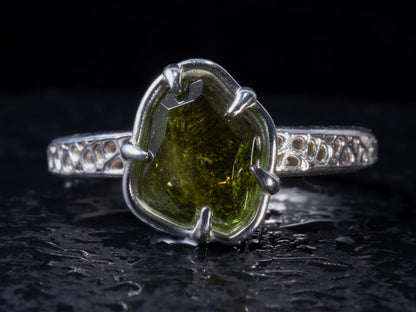 Green Tourmaline Ring in Sterling Silver 