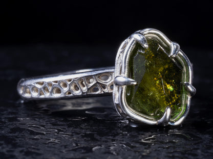 Green Tourmaline Ring in Sterling Silver 