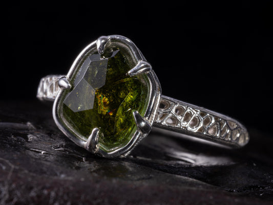 Green Tourmaline Ring in Sterling Silver 