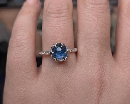 Blue Montana Sapphire Ring in Sterling Silver 