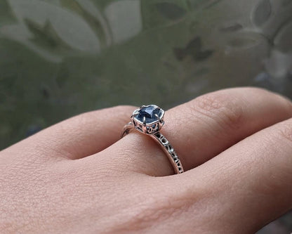 Blue Montana Sapphire Ring in Sterling Silver 