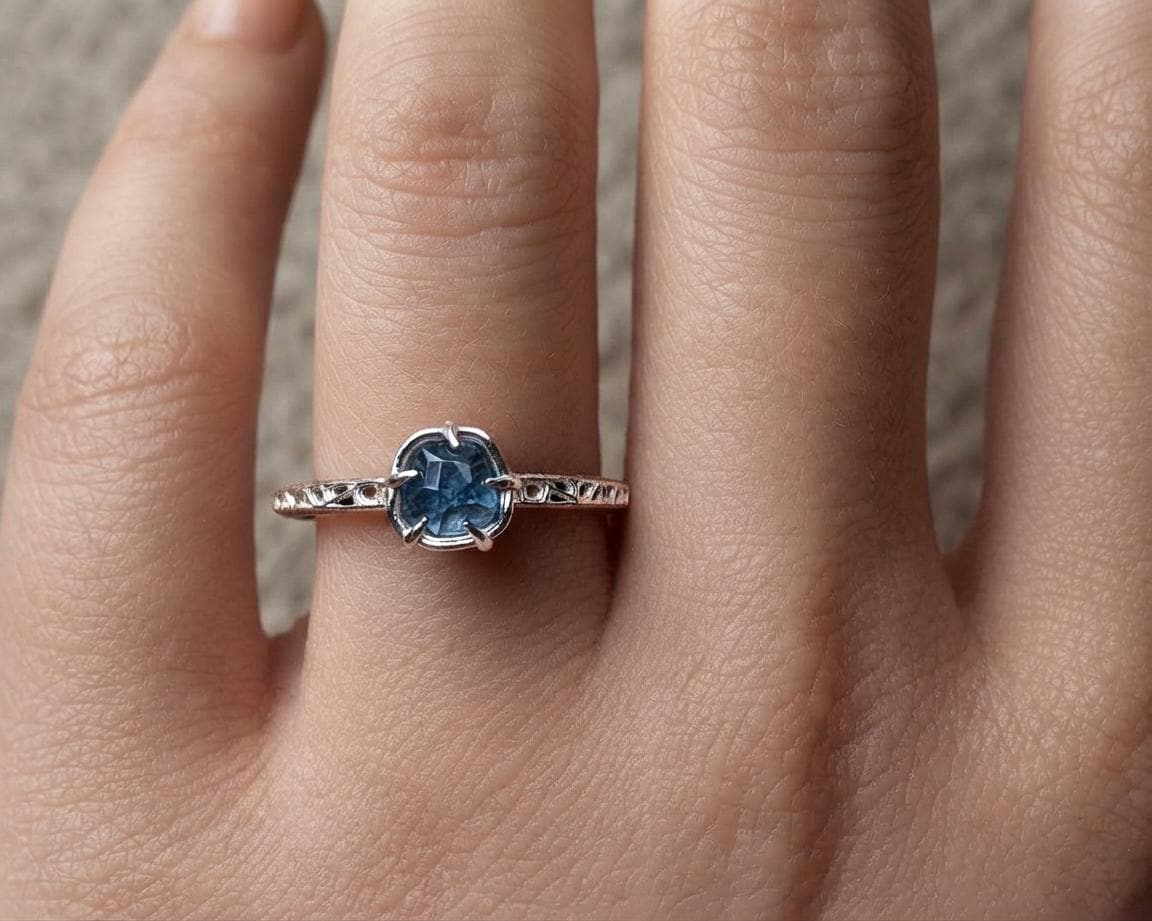 Blue Montana Sapphire Ring in Sterling Silver 