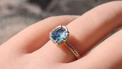 Blue Montana Sapphire Ring in Sterling Silver 