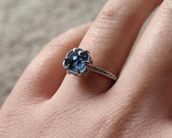 Blue Montana Sapphire Ring in Sterling Silver 
