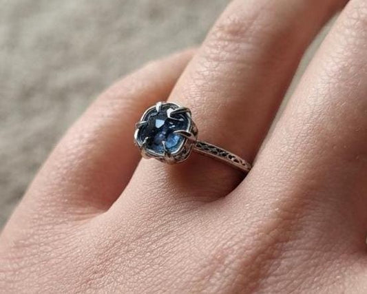 Blue Montana Sapphire Ring in Sterling Silver 
