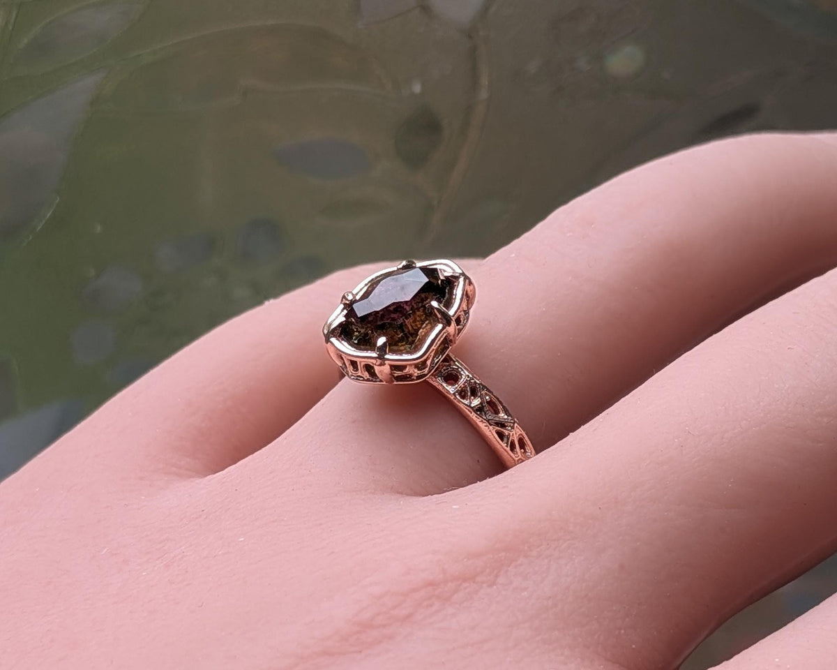 Watermelon Tourmaline Ring in 10k Rose Gold 