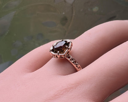 Watermelon Tourmaline Ring in 10k Rose Gold 