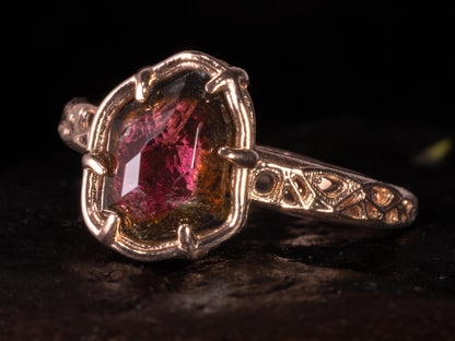 Watermelon Tourmaline Ring in 10k Rose Gold 