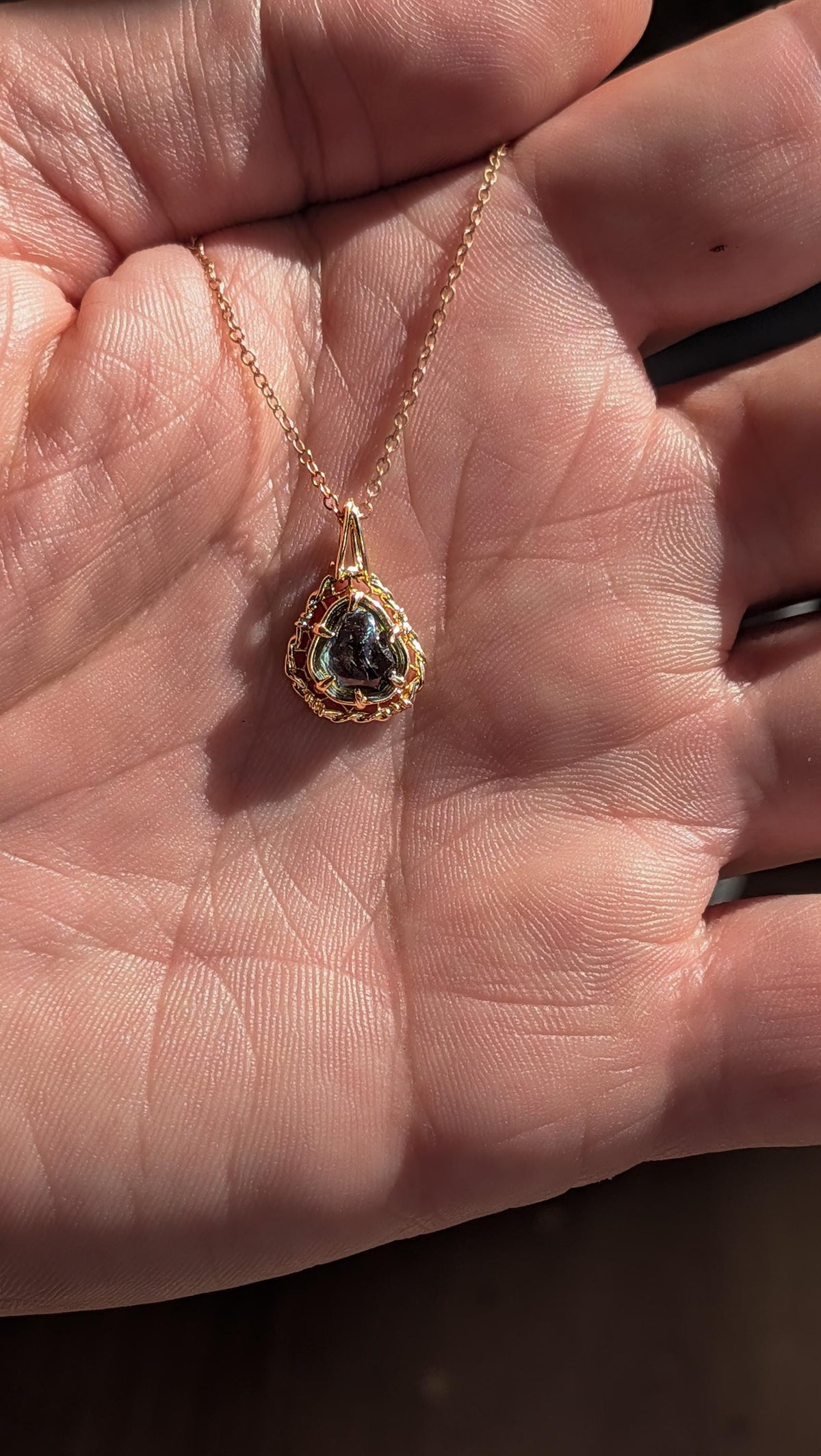 Portal Cut Montana Sapphire Pendant 14k Yellow Gold One of a Kind 