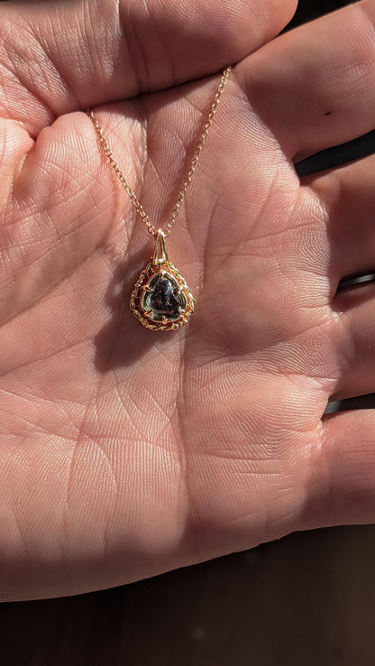 Portal Cut Montana Sapphire Pendant 14k Yellow Gold One of a Kind 