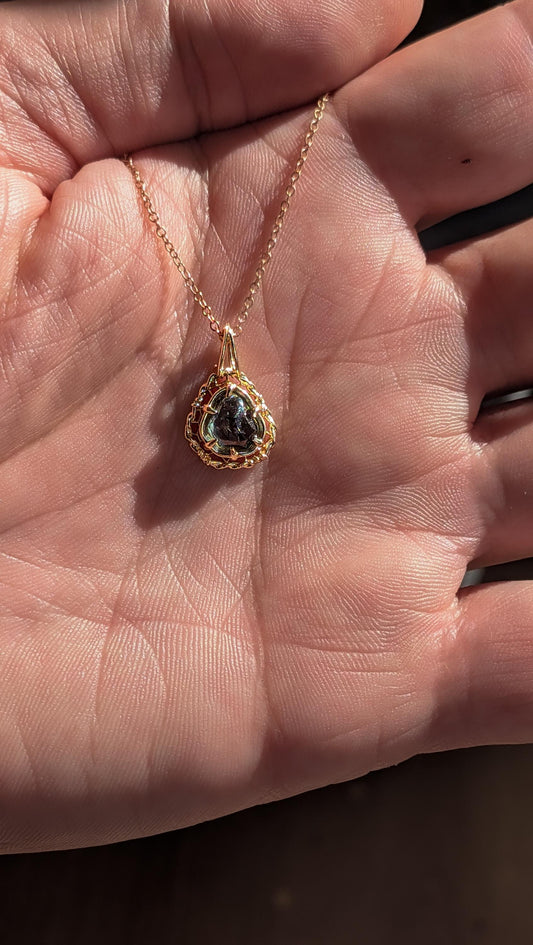 Portal Cut Montana Sapphire Pendant 14k Yellow Gold One of a Kind 