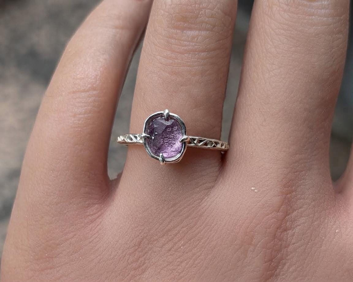 Pink Montana Sapphire Ring in Sterling Silver 