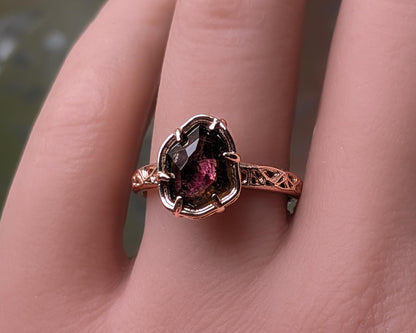 Watermelon Tourmaline Ring in 10k Rose Gold 