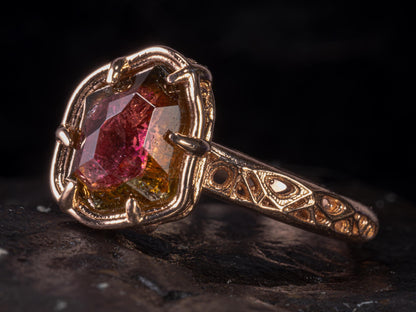 Watermelon Tourmaline Ring in 10k Rose Gold 