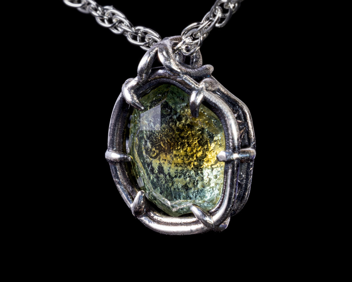 Natural Montana Sapphire Pendant Sterling Silver Hand Cut Gemstone 
