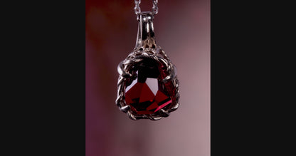 14k White Gold Garnet Pendant, Fine Jewelry, item 1037