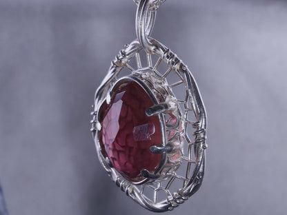 Hand Cut Tourmaline Pendant Necklace in Sterling Silver – Dreamcatcher Reimagined,  item 1011