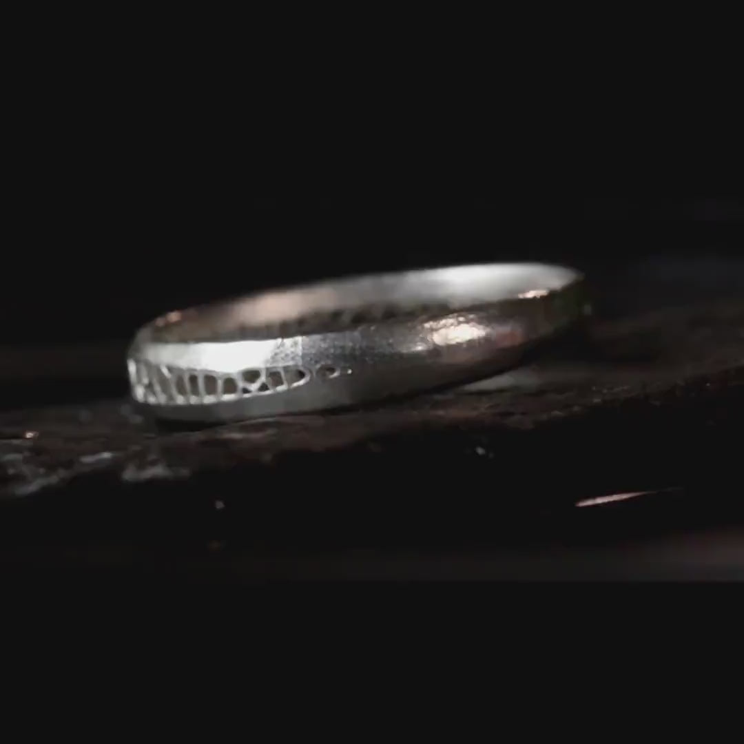 Sterling Silver Band Ring with Organic Lattice design 1031