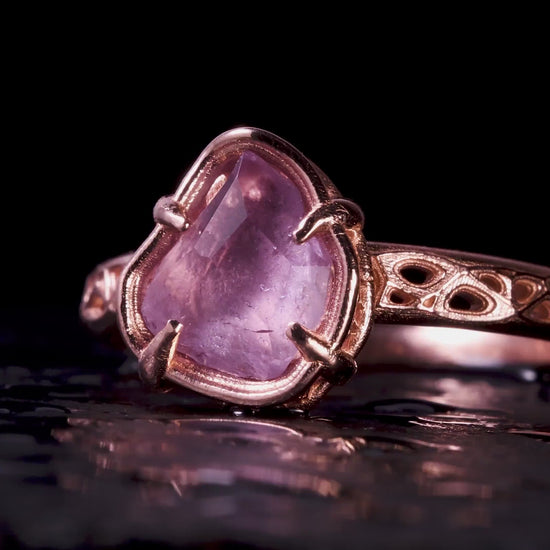 Natural Pink Spinel Ring in 10K Rose Gold, One of a Kind Organic Gemstone Ring, Size 7.25
