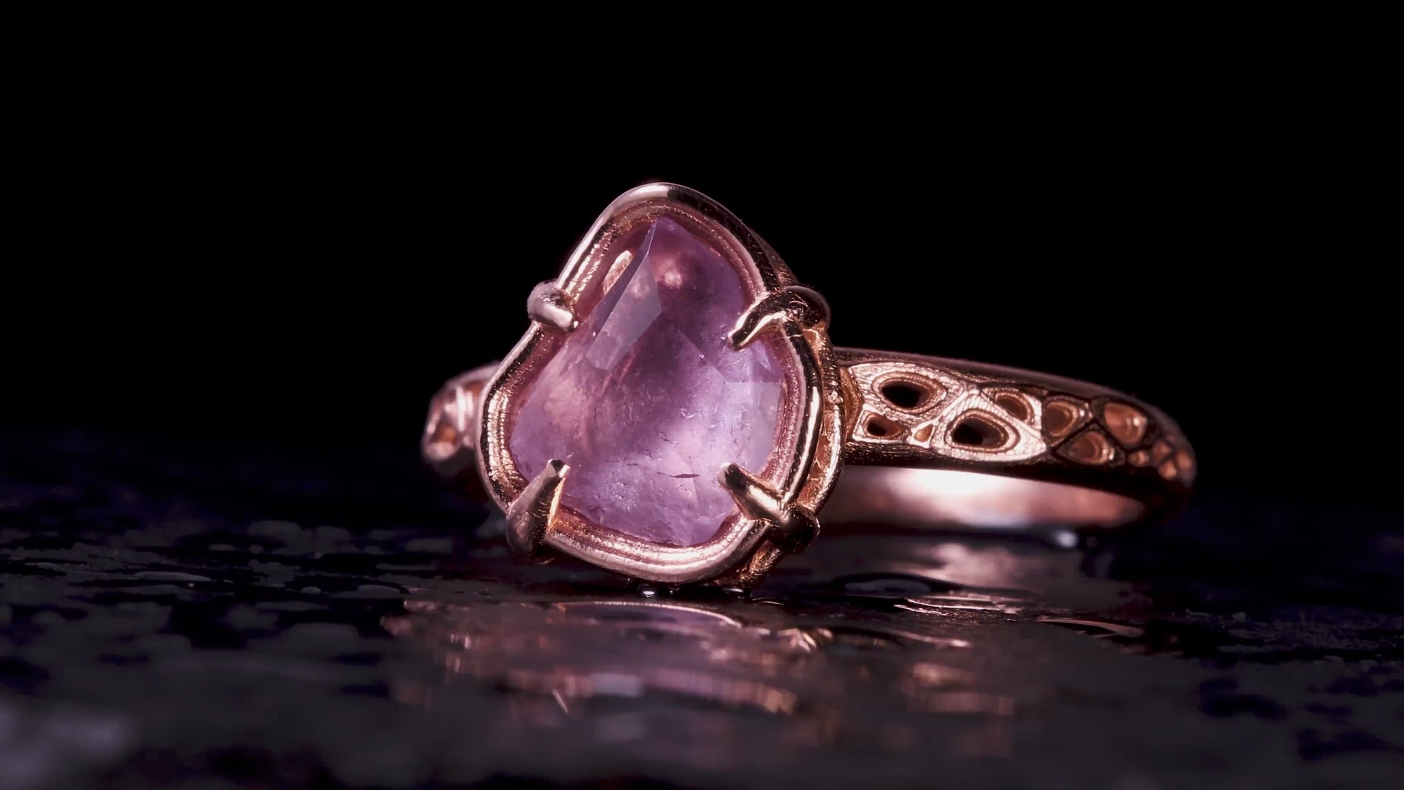 Natural Pink Spinel Ring in 10K Rose Gold, One of a Kind Organic Gemstone Ring, Size 7.25