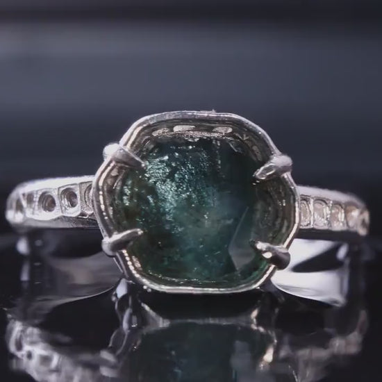 Montana Sapphire Ring in Sterling Silver, Blue Teal Gemstone, Size 7.25, Handmade Jewelry, Unique Engagement