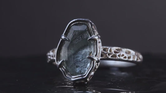 Unheated Montana Sapphire Ring | Hand Cut Sapphire | Sterling Silver | One of a Kind | Size 7.25