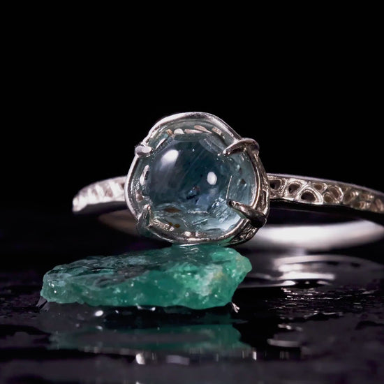 Hand Cut Montana Sapphire Ring in Sterling Silver