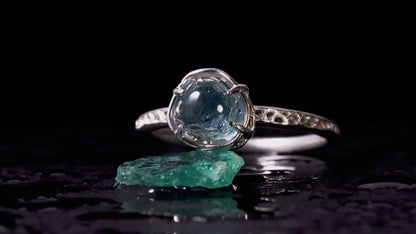 Hand Cut Montana Sapphire Ring in Sterling Silver