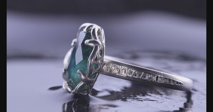 Hand Cut Montana Sapphire Solitaire Ring in Sterling Silver, item 1006