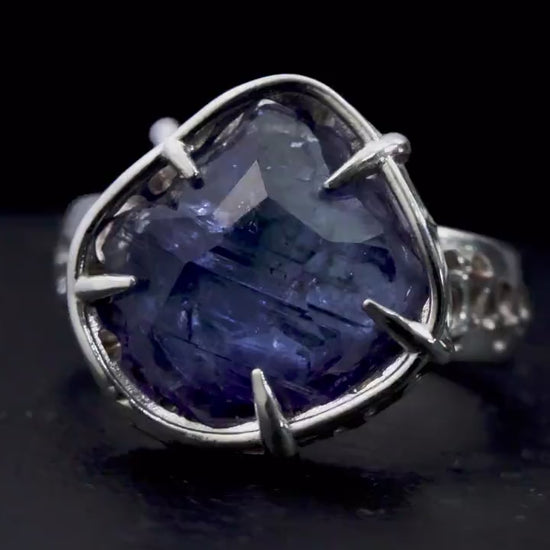 Large Tanzanite Ring in Sterling Silver, Hand Set Statement Ring, One of a Kind
