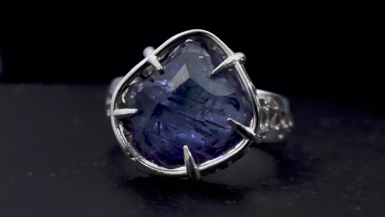 Large Tanzanite Ring in Sterling Silver, Hand Set Statement Ring, One of a Kind